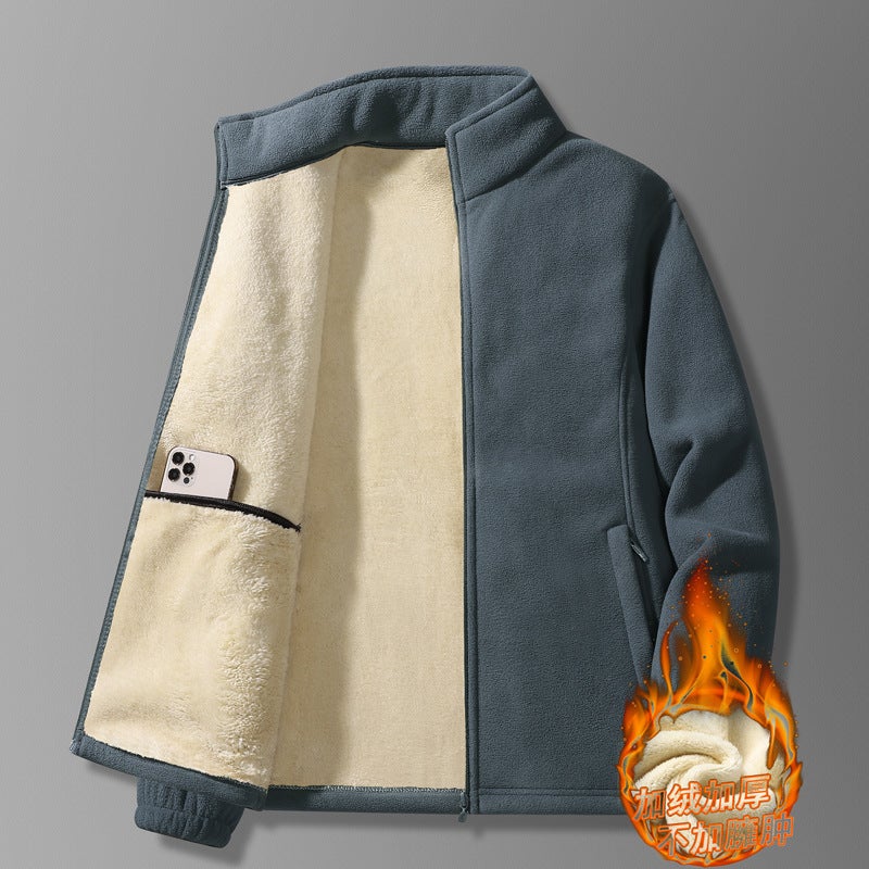 Thickened Warm Cold-Proof Fleece Fleece Cardigan Collar Fleece-Lined Plus Size Fleece Casual Jacket - Image 2